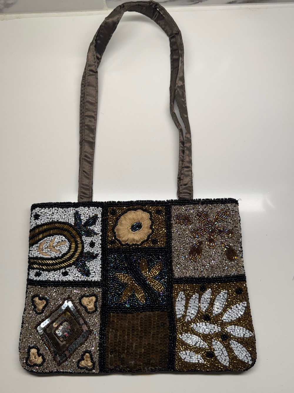 Vintage Beaded & Sequined Patchwork Shoulder Bag – Bohemian Gypsy Aesthetic